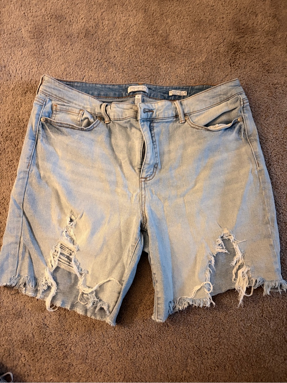 sofia by sofia vergara Light Blue Distressed Denim Shorts